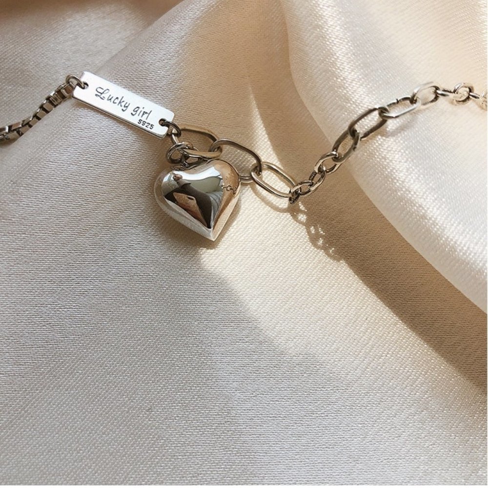 *NEW 925 Sterling Silver Heart Link Chain Anklet - Picture 5 of 13